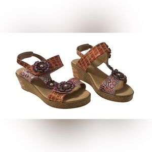 L'Artiste By Spring Step Radd-Geo Women's Leather Sandals Size 41 US 9.5
